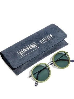 Vilebrequin x SHELTER Victoire Olive Green Round Sunglasses w/Case
